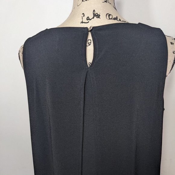 Chico's Dress Women's 1 (Medium) Black Tiered Layered Sleeveless Knee Length - Picture 6 of 11